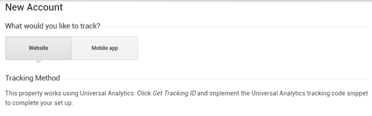 Select WEBSITE for the account you would like to track